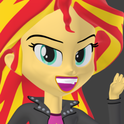 Size: 1080x1080 | Tagged: safe, artist:creatorofpony, sunset shimmer, equestria girls, g4, 3d, 3d model, blender, creepy, faic, female, solo, teeth