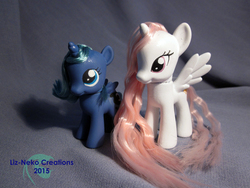 Size: 4000x3000 | Tagged: safe, artist:liz-neko, princess celestia, princess luna, g4, cewestia, customized toy, filly, irl, photo, woona, younger