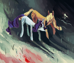 Size: 1280x1092 | Tagged: safe, artist:wisewatcher, applejack, rarity, g4, surreal