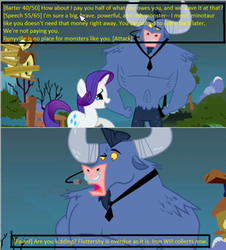 Size: 500x553 | Tagged: safe, edit, edited screencap, screencap, iron will, rarity, g4, putting your hoof down, fallout, speech check