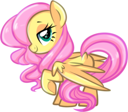 Size: 660x579 | Tagged: dead source, safe, artist:suzuii, fluttershy, pegasus, pony, g4, dock, female, looking at you, looking back, looking back at you, mare, solo, tail