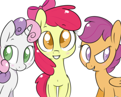 Size: 1024x819 | Tagged: safe, artist:tokipeach, apple bloom, scootaloo, sweetie belle, earth pony, pegasus, pony, unicorn, g4, belly button, blushing, cutie mark crusaders, female, filly, looking at you, simple background, transparent background