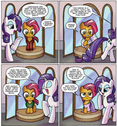 Size: 810x871 | Tagged: safe, idw, babs seed, rarity, friends forever #13, g4, my little pony: friends forever, spoiler:comic, :<