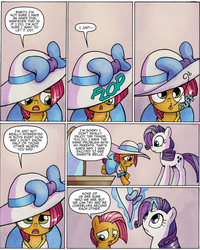 Size: 518x649 | Tagged: safe, idw, babs seed, rarity, friends forever #13, g4, my little pony: friends forever, spoiler:comic