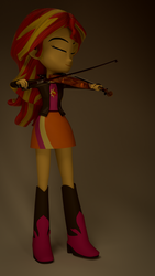 Size: 972x1728 | Tagged: safe, artist:borickrut, artist:creatorofpony, sunset shimmer, equestria girls, g4, 3d, 3d model, blender, boots, clothes, female, musical instrument, skirt, solo, violin