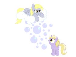 Size: 2048x1536 | Tagged: safe, artist:only-second-place, derpy hooves, dinky hooves, pegasus, pony, g4, cloud, female, mare