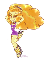 Size: 1237x1476 | Tagged: safe, artist:princesscallyie, adagio dazzle, equestria girls, g4, armpits, clothes, dress, female, gem, high heels, sandals, shoes, siren gem, smiling at you, solo, spiked headband