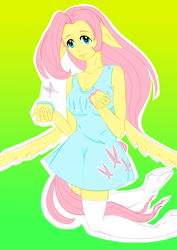 Size: 1240x1754 | Tagged: safe, artist:yú, fluttershy, anthro, g4, female, human facial structure, pixiv, solo