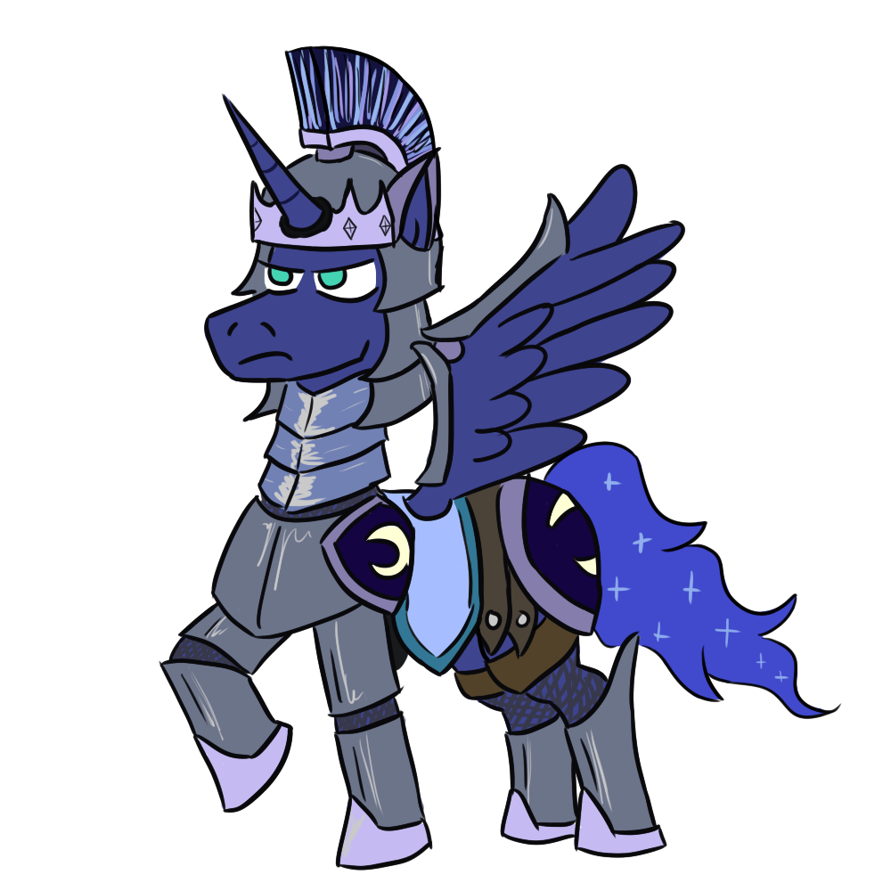 801395 Safe Artist Jargon Scott Princess Luna G4 Armor Clothes