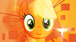 Size: 1024x575 | Tagged: safe, artist:mirai-digi, applejack, g4, lens flare, looking at you, square, vector, wallpaper