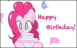Size: 1430x884 | Tagged: safe, pinkie pie, g4, cake, happy birthday
