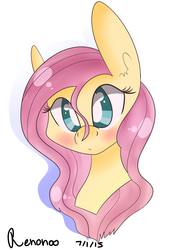 Size: 2000x2900 | Tagged: safe, artist:bunxl, fluttershy, g4, bust, female, high res, looking at you, portrait, simple background, solo, white background