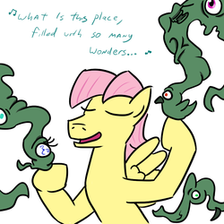 Size: 800x800 | Tagged: safe, artist:jargon scott, fluttershy, shoggoth, g4, butterscotch, cthulhu, rule 63