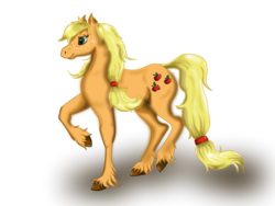 Size: 1632x1224 | Tagged: safe, artist:bugaboostreak, applejack, g4, female, hatless, missing accessory, raised hoof, simple background, solo, transparent background, unshorn fetlocks