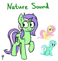 Size: 811x851 | Tagged: safe, artist:milchik, fluttershy, lyra heartstrings, oc, oc:nature sound, g4, fusion