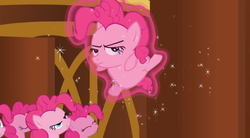 Size: 844x466 | Tagged: safe, screencap, pinkie pie, earth pony, g4, season 3, too many pinkie pies, clone, great moments in animation, wat, what has magic done