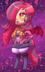 Size: 946x1516 | Tagged: artist needed, safe, oc, oc only, oc:murmur, bat pony, satyr, clothes, parent:oc:arrhythmia, satyrized, scarf, skirt, socks, solo