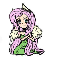 Size: 1153x1153 | Tagged: safe, artist:valik, fluttershy, human, g4, eared humanization, female, humanized, solo, winged humanization