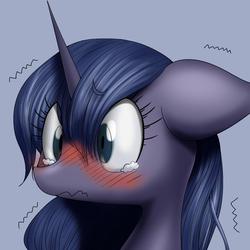 Size: 1024x1024 | Tagged: dead source, safe, artist:unousaya, princess luna, g4, blushing, crying, female, portrait, shaking, simple background, solo