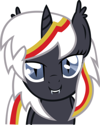 Size: 3776x4737 | Tagged: safe, artist:rainbowcrab, oc, oc only, oc:velvet remedy, bat pony, pony, unicorn, fallout equestria, bat ponified, fanfic, fanfic art, fangs, female, horn, mare, simple background, solo, transparent background
