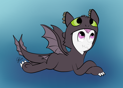 Size: 1179x843 | Tagged: safe, artist:goldenpansy, oc, oc only, blue background, cute, gradient background, how to train your dragon, kirigurumi, onesie, simple background, toothless the dragon