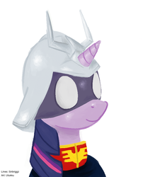 Size: 768x906 | Tagged: safe, artist:1eg, twilight sparkle, g4, char aznable, cosplay, gundam, portrait