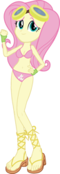 Size: 3017x8695 | Tagged: safe, artist:kevintoons915, edit, fluttershy, equestria girls, g4, absurd resolution, belly button, bikini, clothes, feet, female, goggles, sandals, simple background, solo, swimsuit, transparent background, vector