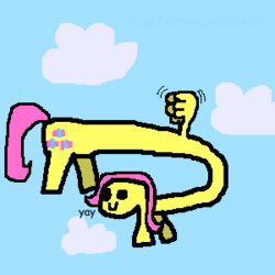 Size: 300x300 | Tagged: safe, artist:sandwich, fluttershy, g4, 1000 hours in ms paint, comic sans, female, flying, ms paint, solo