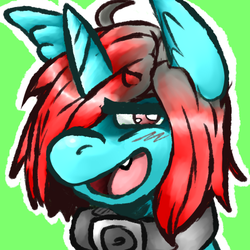 Size: 504x504 | Tagged: safe, artist:fu-do, oc, oc only, oc:banjax, pony, unicorn, collar, male, portrait, stallion