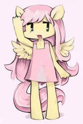 Size: 400x600 | Tagged: safe, artist:nameless-ghost, fluttershy, anthro, g4, female, pixiv, solo