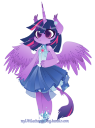 Size: 656x877 | Tagged: safe, artist:dinkelion, twilight sparkle, anthro, g4, clothes, dress, female, solo, twilight sparkle (alicorn)