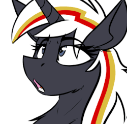 Size: 400x391 | Tagged: safe, artist:ralek, oc, oc only, oc:velvet remedy, pony, unicorn, fallout equestria, animated, eyebrows, fanfic, fanfic art, female, fluffy, gif, horn, mare, open mouth, raised eyebrow, simple background, solo, teeth, white background
