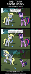 Size: 850x2020 | Tagged: safe, artist:drawponies, derpy hooves, twilight sparkle, alicorn, pegasus, pony, g4, comic, female, mare, poison joke, this explains everything, twilight sparkle (alicorn), underp