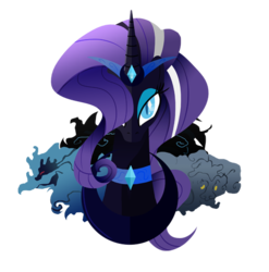 Size: 500x507 | Tagged: safe, artist:ii-art, nightmare rarity, pony, unicorn, g4, bust, female, horn, lineless, looking at you, mare, portrait, simple background, solo, transparent background