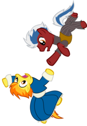 Size: 5966x8630 | Tagged: safe, artist:sirstreaks, spitfire, oc, oc:thunderstreak, pegasus, pony, g4, absurd resolution, bioshock infinite, clothes, crossover, dress, duo, falling, female, male, show accurate, simple background, transparent background, wingless