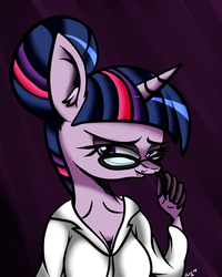 Size: 800x1000 | Tagged: safe, artist:novaspark, twilight sparkle, anthro, g4, female, glasses, librarian, solo