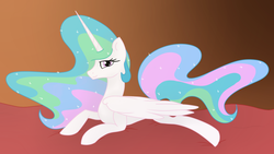 Size: 1200x678 | Tagged: safe, artist:greymirror, princess celestia, g4, female, looking at you, missing accessory, solo