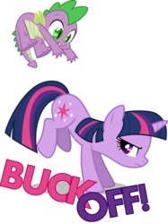 Size: 1024x1371 | Tagged: safe, artist:drewdini, spike, twilight sparkle, dragon, pony, unicorn, g4, season 2, the cutie pox, abuse, duo, duo male and female, female, male, simple background, spikeabuse, transparent background, twibitch sparkle, unicorn twilight, vector, wingless spike