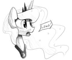 Size: 824x687 | Tagged: safe, artist:darkflame75, princess luna, alicorn, pony, g4, female, frown, grayscale, lewd, mare, monochrome, open mouth, portrait, reaction image, solo, wide eyes