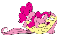 Size: 1615x902 | Tagged: safe, artist:thex-plotion, edit, fluttershy, pinkie pie, earth pony, pony, animated, blank flank, cute, daaaaaaaaaaaw, diapinkes, endless loop, eyes closed, female, flailing, hnnng, hoofy-kicks, i dont even, loop, mare, on back, open mouth, pinkie being pinkie, puffy cheeks, raspberry, shyabetes, simple background, smiling, tickling, tongue out, tummy buzz, underhoof, vibrating, weapons-grade cute, white background, wide eyes, wingless