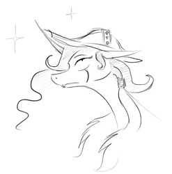 Size: 500x506 | Tagged: safe, artist:negativefade, princess luna, g4, bicorne, captain luna, female, hat, monochrome, solo