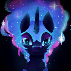 Size: 1600x1600 | Tagged: safe, artist:mapony240, nightmare moon, alicorn, pony, g4, bedroom eyes, eyelashes, female, looking at you, portrait, pretty, smiling, solo