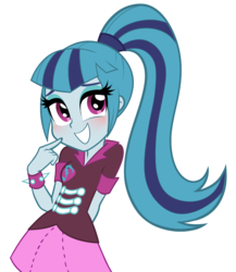 Size: 1030x1188 | Tagged: safe, artist:rileyav, sonata dusk, equestria girls, g4, my little pony equestria girls: rainbow rocks, blushing, clothes, cute, female, high ponytail, hnnng, long hair, looking at you, ponytail, shy, simple background, skirt, smiling, solo, sonatabetes, transparent background, vector, when she smiles