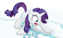 Size: 5605x3394 | Tagged: safe, artist:asclearascrystal, artist:frogem, rarity, g4, breaking ice, female, ice, solo