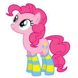 Size: 1100x1100 | Tagged: safe, artist:peternators, pinkie pie, earth pony, pony, g4, base used, clothes, female, mare, ms paint, simple background, smiling, socks, solo, striped socks, transparent background, wrong eye shape
