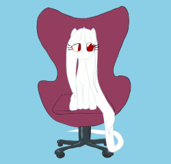 Size: 524x500 | Tagged: safe, artist:celerypony, oc, oc only, oc:celery, pony, unicorn, animated, blinking, chair, cute, female, hair physics, i have done nothing productive all day, looking at you, mane physics, ocbetes, office chair, open mouth, sitting, smiling, solo, spinning