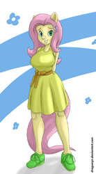 Size: 660x1200 | Tagged: safe, artist:dragomyr, fluttershy, anthro, g4, female, redraw, solo