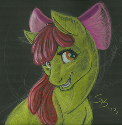 Size: 1654x1696 | Tagged: safe, artist:skybounddeos, apple bloom, g4, female, solo, traditional art