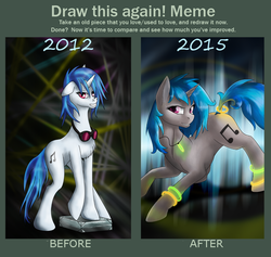 Size: 784x744 | Tagged: safe, artist:adalbertus, dj pon-3, vinyl scratch, pony, g4, comparison, draw this again