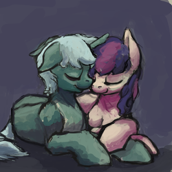 Size: 1280x1280 | Tagged: safe, artist:erijt, bon bon, lyra heartstrings, sweetie drops, earth pony, pony, unicorn, g4, best friends, cuddling, female, lesbian, ship:lyrabon, shipping, snuggling